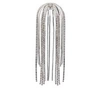 MZRAN Diadema larga con purpurina para mujer, con diamantes de imitación, cadena de cristal, para novia, boda, graduación, festival, fiesta, tiara