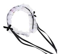MZRAN Diadema larga de encaje con volantes y lazo, tocado para cosplay, tocado japonés, dulce y encantador, accesorios de aro para el pelo Lolita Maid