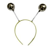 MZRAN Diadema plateada metálica con dos bolas oscilantes, accesorios para el cabello, accesorio para el cabello, tocado de festival para disfraces de fiesta