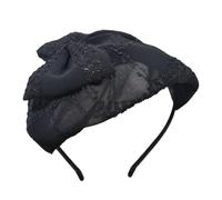 MZRAN Elegante accesorio para el cabello con moño para mujer, tocado elegante con lazo, tocado, diadema, para fiestas y banquetes de noche