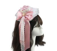 MZRAN Elegante sombrero de felpa con orejas pequeñas, clip para el pelo, flor de rosa, lazo, sombrero de encaje, para suministros únicos de moda para fiestas de Halloween
