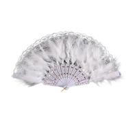 MZRAN Elegante ventilador de encaje con plumas para novia, accesorios de fotografía de boda y decoración