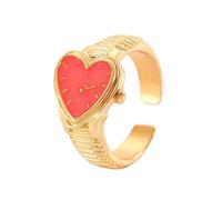 MZRAN Elegantes anillos ajustables con apertura en forma de corazón y textura geométrica de aleación, adecuados para varias ocasiones, talla única, como se describe, como se describe