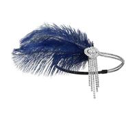 MZRAN Elegantes diademas de plumas, cadena de princesa hecha a mano, accesorios para el cabello para mujer, tocado Gatsby, arte de los años 20