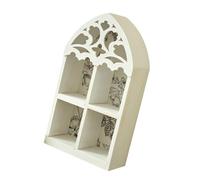 MZRAN French Quatrefoils - Estante flotante con tallas intrincadas de varios niveles para decoración del hogar, estante de pared multicapa de madera único