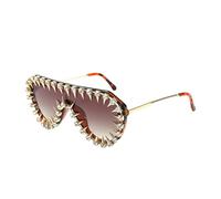 MZRAN Gafas de sol de marco grande con remaches de cristal, diseños para mujeres y hombres, cómodos y elegantes en varias ocasiones, para eventos sociales, Brown