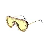 MZRAN Gafas de sol de marco grande con remaches de cristal, diseños para mujeres y hombres, cómodos y elegantes en varias ocasiones, para eventos sociales, Amarillo