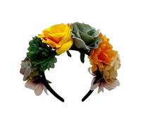 MZRAN Guirnalda de flores de rosas de tela para mujer, diadema para boda, novia, accesorios de disfraz para fiesta temática, celebración de vacaciones