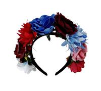 MZRAN Guirnalda de flores de rosas de tela para mujer, diadema para boda, novia, accesorios de disfraz para fiesta temática, celebración de vacaciones