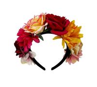 MZRAN Guirnalda de flores de rosas de tela para mujer, diadema para boda, novia, accesorios de disfraz para fiesta temática, celebración de vacaciones