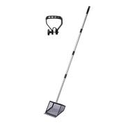 MZRAN Herramienta multiusos de metal para recoger estiércol para gallineros, arena de arena con mango de acero inoxidable extensible ergonómico pala de residuos de pollo