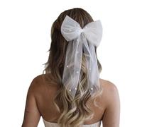 MZRAN Horquilla para el pelo con lazo para velo, para desfiles, bailes, perlas, tocado, elegante, accesorio para fotos