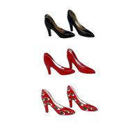 MZRAN Iron Construction - Juego de 3 pares de zapatos detallados de tacón alto a escala 1/12 para casa de modelos, accesorios de casa de muñecas en miniatura