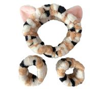 MZRAN Juego de 3 diademas de felpa para lavar la cara y maquillarse con orejas de gatito para mujeres y niñas