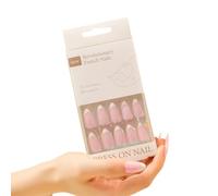 MZRAN Juego de 30 uñas postizas acrílicas a presión con punta francesa, uñas artificiales de almendra