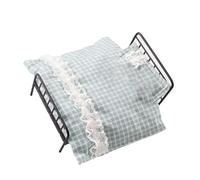 MZRAN Juego de cama y ropa de cama de hierro a escala 1/12, modelo de muebles en miniatura con almohada de edredón para niños y adultos, casa de muñecas coleccionista, cama en miniatura con ropa de
