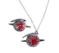 MZRAN Juego de collar y broche de Game Love para parejas, collar y broche con colgante de cuervo, insignia para el cuello, pin de ramillete para cosplay