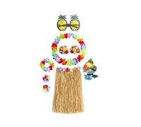 MZRAN Juego de faldas hawaianas de hierba para fiesta Luaus, faldas hawaianas Luaus Hulas, diademas y pulseras para decoración de suministros de fiesta