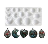 MZRAN Moldes de silicona ovalados redondos de resina con 15 cavidades para colgantes de resina, joyas, manualidades