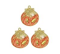 MZRAN Paquete de 3 collares con temática oceánica, colgantes de estrellas de mar de concha colorida, accesorios de manualidades de acero inoxidable, collar con colgante con temática oceánica, talla