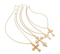 MZRAN Paquete de 4 elegantes collares de cadena, elegantes collares con colgante de aleación con textura para varias ocasiones