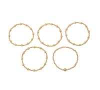 MZRAN Paquete de 5 elegantes pulseras de cuentas de aleación apilables, hechas a mano, resistentes a la decoloración, joyería para mujer, paquete de cuentas doradas y plateadas, talla única, como se