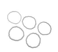 MZRAN Paquete de 5 elegantes pulseras de cuentas de aleación apilables, hechas a mano, resistentes a la decoloración, joyería para mujer, paquete de cuentas doradas y plateadas, talla única, como se