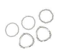 MZRAN Paquete de 5 elegantes pulseras de cuentas de aleación apilables, hechas a mano, resistentes a la decoloración, joyería para mujer, paquete de cuentas doradas y plateadas, talla única, como se
