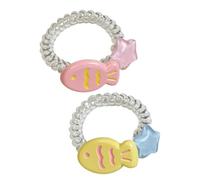 MZRAN Sweet Telephone Cord Scrunchies Wire Hair Tie Girl Lovely Fish Hair Elastics 2pcs Hair Bands Ponytail Holder Hairband
