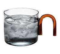 MZRAN Taza de café redonda de vidrio individual de 300 ml, taza transparente para capuchinos, transparente, vasos de espresso, cristalería elegante, recipiente para bebidas seguro para la salud