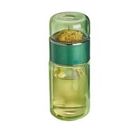 MZRAN Taza de infusor de té aislada con tapa a prueba de fugas, botella de vidrio de borosilicato de doble pared para preparar cerveza innovadora taza de separación