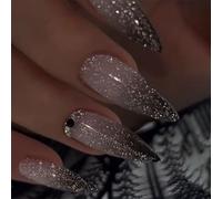MZRAN Uñas postizas largas a presión, uñas postizas de almendra, uñas postizas brillantes, cubiertas completas, uñas postizas acrílicas, juego de uñas