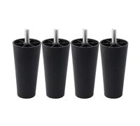 MZSKLW 4 patas redondas cónicas de plástico negro para muebles de 40, 65, 90, 100 y 120 mm con vástago de rosca M8 x 25 para sofá y silla (10 cm)