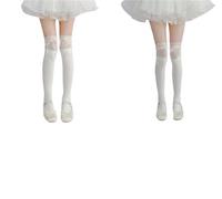 MZSKLW Calcetines de Encaje 4pair Thigh High Socks Knit Lace Bowknot Autumn And Winter Thick Leg Warmers Stockings White Black Cute Over The Knee(Brown)