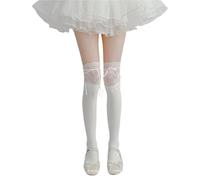 MZSKLW Calcetines de Encaje 4pair Thigh High Socks Knit Lace Bowknot Autumn And Winter Thick Leg Warmers Stockings White Black Cute Over The Knee(Pink)