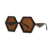 MZSKLW Gafas de Sol Gafas de sol cuadradas poligonales Retro for mujer, gafas con gradiente té, UV400, moda for hombre, doble Color a la(C7 leopard tea)