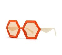 MZSKLW Gafas de Sol Gafas de sol cuadradas poligonales Retro for mujer, gafas con gradiente té, UV400, moda for hombre, doble Color a la(C2 orange light tea)