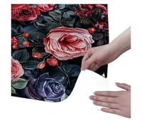 MZSKLW Papel tapiz floral rojo, vinilo autoadhesivo impermeable, decoración de pared for cocina y baño, papel flores oscuras, adhesivo for gabinete