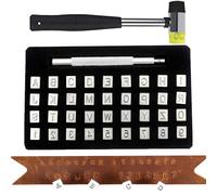 MZSX 36PCS sello de cuero en relieve Letra Punch Set (con un martillo), herramientas de estampado de cuero, alfabeto letra y número de metal sello punzón Kit, para DIY hecho a mano de cuero Arte