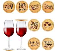 MZSX 8 piezas de decoración para copas y vino, cubierta de madera para taza de café y té, tapa de copa de bebida, placa de madera para vino, evita salpicaduras, adecuado