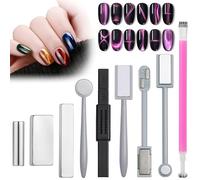 MZSX 9 pcs Juego de Herramientas Magnéticas para Uñas, Imán de Ojos de Gato para Uñas, Multi-Funcional, Doble Cabezal de Fuerte Succión, para DIY 3D Magnetic Cat Eye