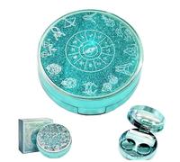 MZSX Caja de Lentes de Contacto, Chica mágica, Plástico, Pinza Aplicador Palo Botella de Solución Espejo Incorporado, Caja Contenedor Kit de Almacenamiento Portátil con Espejo