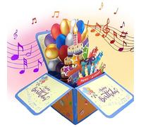 MZSX Feliz Cumpleaños Tarjetas Con Sobres, canta y brilla, Pastel de cumpleaños 3D, adecuadas para mujeres, hombres y niños, Diseño divertido, Navidad, cumpleanos craft