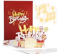 MZSX Feliz Cumpleaños Tarjetas Con Sobres, canta y brilla, Pastel de cumpleaños 3D, adecuadas para mujeres, hombres y niños, Diseño divertido, Navidad, craft