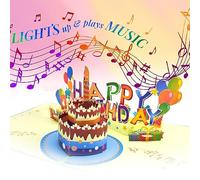 MZSX Feliz Cumpleaños Tarjetas Con Sobres, canta y brilla, Pastel de cumpleaños 3D, adecuadas para mujeres, hombres y niños, Diseño divertido, Navidad, cumpleanos craft