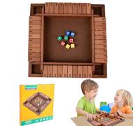 MZSX Juego de Tablero, Juego de Dados de Caja, Juego de Tablero de Madera con Dados, Juego de Dados de Caja para 1-4 Jugadores Habilidades Matemáticas Juguete Educativo Montessori