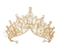 MZSX Tiara Corona, Tiara de la boda y corona de diamantes, Novia Niña Mujer Partido decoración en cumpleaños, Traje de Navidad, Goddess, Queen cosplay,Tocado dorado