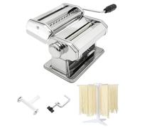 MZTOGR Máquina para hacer pasta, 9 ajustes de grosor ajustables, 2 en 1, juego de máquina para hacer bolas de masa con rodillo de masa, cortador de pasta, accesorio de estante de secado de pasta