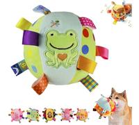 mzvoo Colorful Squeaky Hanging Dog Training Toy,6-Inch Puppy Play Gym with Built-in Bell, Soft Stuffed Cotton Ball Bungee Chew Toys for Small Medium Dogs Interactive Training (B)