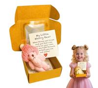 mzvoo Little Bear in Box,Little Pocket Bear Hug,Bear Hug in a Box,Handmade Mini Plush Bear in Box, Pocket Bear Mini Plush Doll in Box with Inspirational Card Sympathy Gift,Crochet Little Bears Hug-A